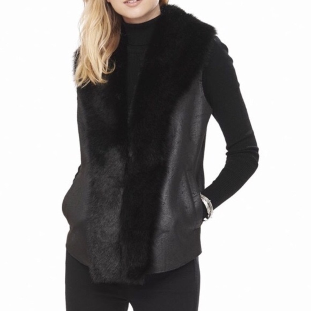 Express Black Faux Suede And Faux Fur Vest